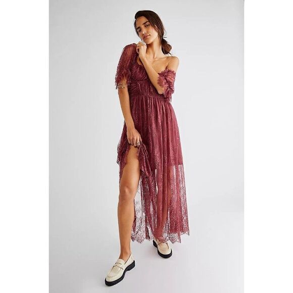NWT FREE PEOPLE Sz 0 DEAR JANE LACE MIDI DRESS - Picture 6 of 6